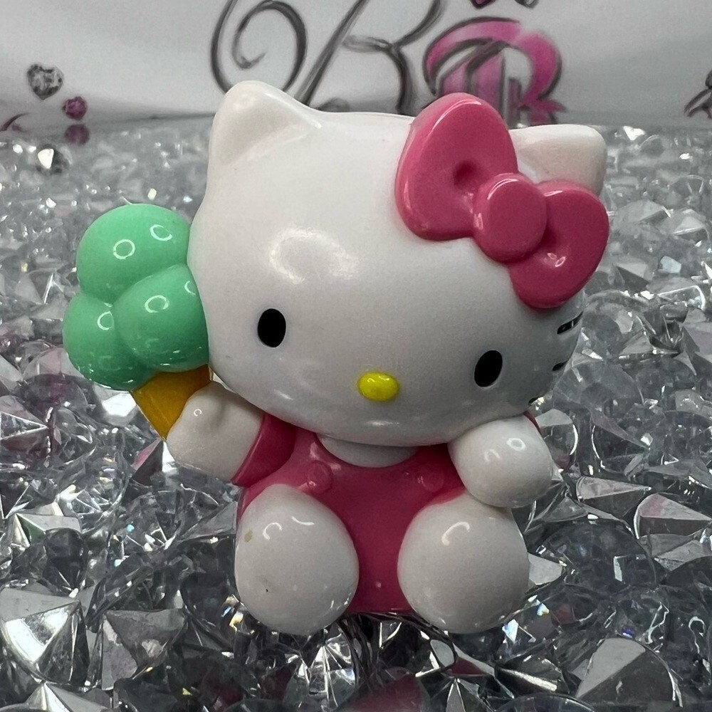 Hello Kitty ice cream 🍦 Pink Bow and Pink Outfit Holding Mint Ice Cream